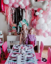 Load image into Gallery viewer, Fringe Photo Backdrop Plastic Tablecloth Fringe Backdrop, Vinyl fringe, flag tape, flagging tape, photo backdrop, picture backdrop