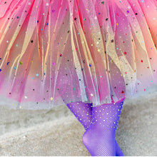 Load image into Gallery viewer, Girls Pastel Rainbow Sparkle Tutu Skirt Pentagram Sequin Christmas 3 Layered Elastic Puffy Tulle Skirt