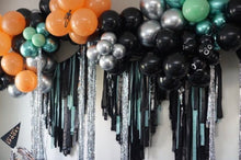 Load image into Gallery viewer, 3 Piece Halloween Ceiling Installation , Plastic Fringe, Plastic Streamers, Halloween Backdrop, Halloween Party Decor, Trunk or Treat decor