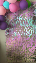 Load image into Gallery viewer, Pink Lemonade Iridescent Shimmer Wall Panels Sequin Shimmer Backdrop, Sequin Panels, Shimmer Wall, Sequin Backdrop, Events, Photo Backdrop, Sequin Wall, Blush Pink Sequin Backdrop