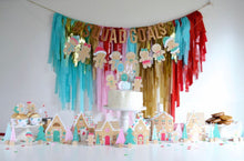 Load image into Gallery viewer, Christmas Tablecloth Fringe Backdrop, Flagtape Backdrop, streamer wall  Fringe Backdrop, Birthday, Party Theme, Customizable