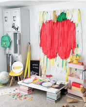 Load image into Gallery viewer, Glam Fete x Ambusheed With Boys Apple Fringe Backdrop Wall on Plastic Fencing