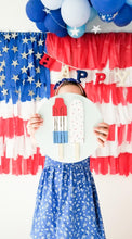 Load image into Gallery viewer, 4th of July American Flag Fringe Backdrop Wall on Plastic Fencing