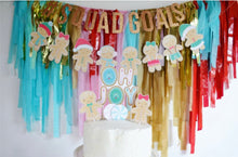 Load image into Gallery viewer, Christmas Tablecloth Fringe Backdrop, Flagtape Backdrop, streamer wall  Fringe Backdrop, Birthday, Party Theme, Customizable