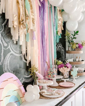 Load image into Gallery viewer, St Patrick’s Day Tablecloth Fringe Backdrop, Flagtape Backdrop, Fringe Backdrop, Birthday, Party Theme