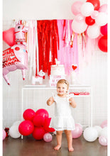 Load image into Gallery viewer, Valentine’s Day Tablecloth Fringe Backdrop, Flagtape Backdrop, Fringe Backdrop, Birthday, Party Theme