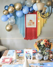 Load image into Gallery viewer, Toy Story Tablecloth Fringe Backdrop, Flagtape Backdrop, Fringe Backdrop, Birthday, Party Theme, Customizable