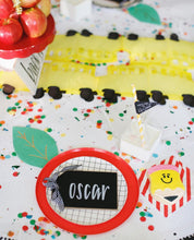 Load image into Gallery viewer, Back to School Plastic Fringe Backdrop Plastic Tablecloth Fringe Backdrop "Wall", Flagtape Backdrop, Fringe Backdrop, Birthday, Party Theme,