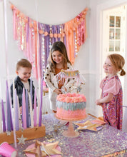 Load image into Gallery viewer, Tablecloth Fringe Backdrop, Flagtape Backdrop, Fringe Backdrop, Birthday, Party Theme