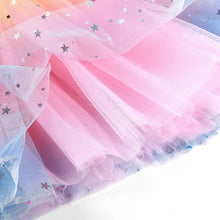 Load image into Gallery viewer, Girls Pastel Rainbow Sparkle Tutu Skirt Pentagram Sequin Christmas 3 Layered Elastic Puffy Tulle Skirt