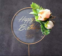 Load image into Gallery viewer, Creative Happy Birthday Acrylic Metal Cake Topper for Birthday Cake Decoration Cake Toppers Flags Wedding Birthday Party Decor