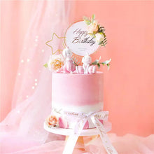 Load image into Gallery viewer, Creative Happy Birthday Acrylic Metal Cake Topper for Birthday Cake Decoration Cake Toppers Flags Wedding Birthday Party Decor