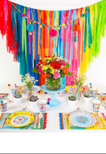 Load image into Gallery viewer, St Patrick’s Day Tablecloth Fringe Backdrop, Flagtape Backdrop, Fringe Backdrop, Birthday, Party Theme