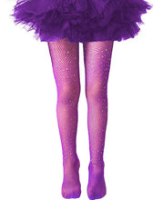 Load image into Gallery viewer, Girl's Fishnet Tights Fishnet Stockings Glitter Tights Bling Legging Mesh Socks Rhinestone Hollow Out Pantyhose