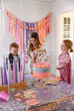 Load image into Gallery viewer, Tablecloth Fringe Backdrop, Flagtape Backdrop, Fringe Backdrop, Birthday, Party Theme
