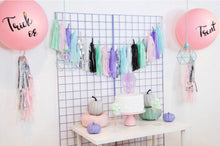 Load image into Gallery viewer, Pastel Skull Halloween Tissue Banner, Tassel Garland, Fringe Banner, Tassle, Party streamers, black banner, Spooky, Tissue Paper Garland