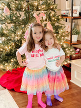 Load image into Gallery viewer, Baby Girls Hot Pink Rainbow Sparkle Tutu Skirt Pentagram Sequin Christmas 3 Layered Elastic Puffy Tulle Skirt