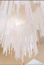 Load image into Gallery viewer, Winter ONEderland Birthday Tablecloth Fringe Backdrop, Flagtape Backdrop, streamer wall  Fringe Backdrop, Birthday, Party Theme, Customizable