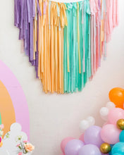 Load image into Gallery viewer, St Patrick’s Day Tablecloth Fringe Backdrop, Flagtape Backdrop, Fringe Backdrop, Birthday, Party Theme
