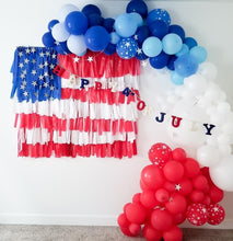 Load image into Gallery viewer, 4th of July American Flag Fringe Backdrop Wall on Plastic Fencing