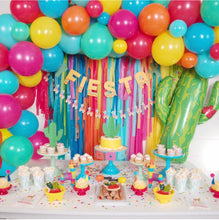 Load image into Gallery viewer, Tablecloth Fringe Backdrop, Flagtape Backdrop, streamer wall  Fringe Backdrop, Birthday, Party Theme, Customizable