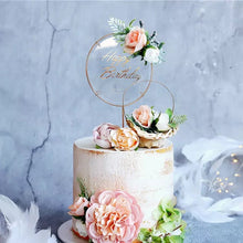 Load image into Gallery viewer, Creative Happy Birthday Acrylic Metal Cake Topper for Birthday Cake Decoration Cake Toppers Flags Wedding Birthday Party Decor