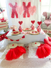 Load image into Gallery viewer, Valentines Day XOXO Fringe Backdrop Wall on Plastic Fencing