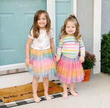 Load image into Gallery viewer, Girls Pastel Rainbow Sparkle Tutu Skirt Pentagram Sequin Christmas 3 Layered Elastic Puffy Tulle Skirt