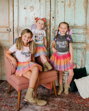 Load image into Gallery viewer, Baby Girls Hot Pink Rainbow Sparkle Tutu Skirt Pentagram Sequin Christmas 3 Layered Elastic Puffy Tulle Skirt