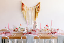 Load image into Gallery viewer, Plastic Tablecloth Fringe Backdrop, Vynl fringe, flag tape, flagging tape, photo backdrop, picture backdrop, Halloween, space, planet, theme