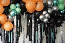 Load image into Gallery viewer, 3 Piece Halloween Ceiling Installation , Plastic Fringe, Plastic Streamers, Halloween Backdrop, Halloween Party Decor, Trunk or Treat decor