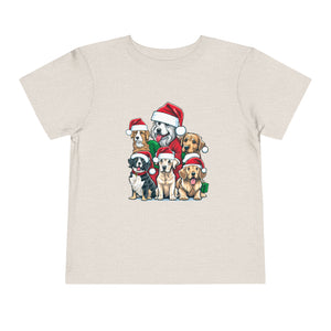 Puppy Christmas in Santa Hats Kids Holiday T Shirt