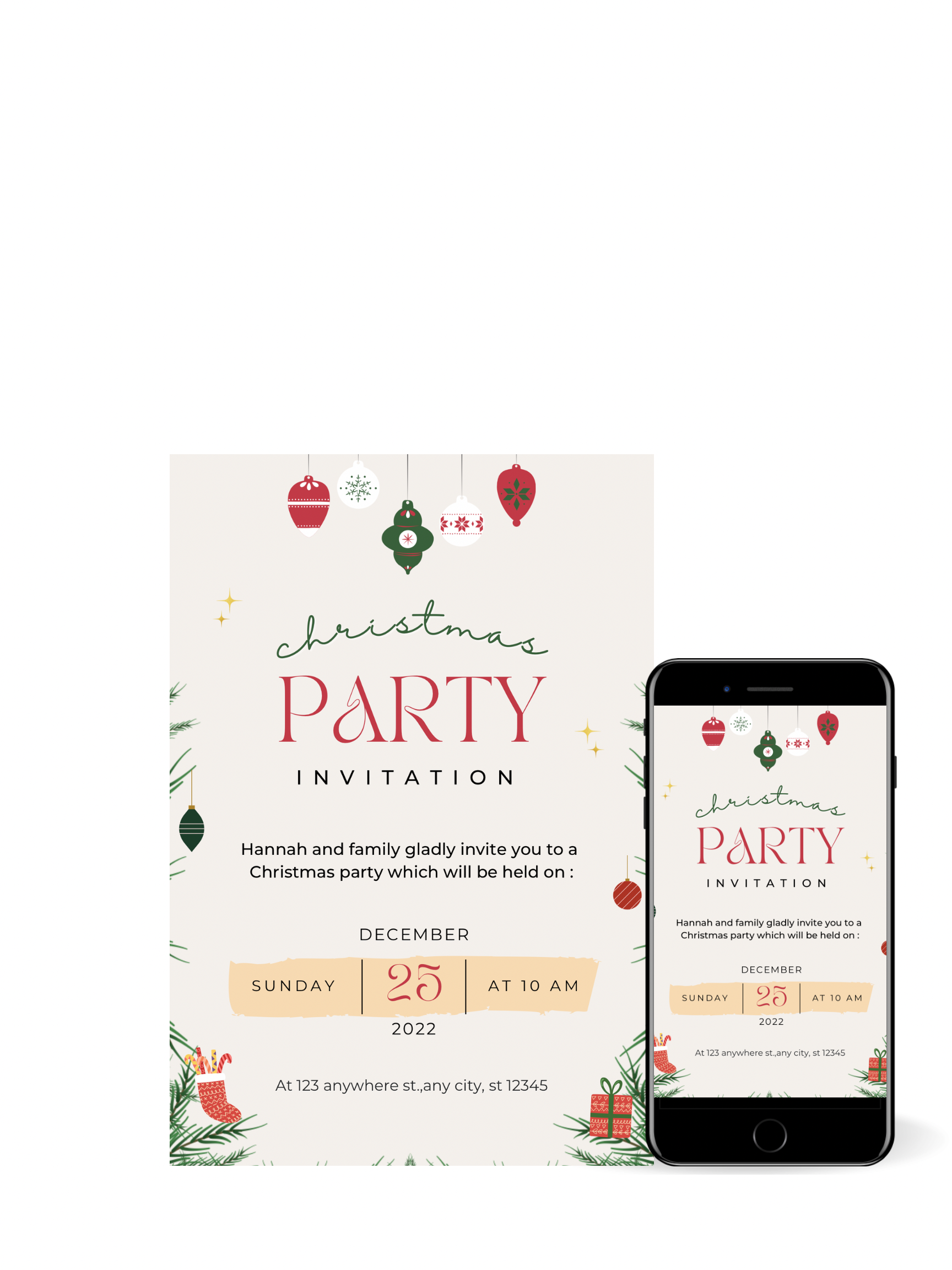 Editable Digital Download: Christmas Party Invitations