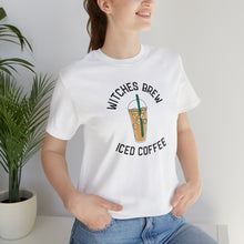 Load image into Gallery viewer, Witches Brew Iced Coffee Unisex Jersey Halloween Pumpkin Face Short Sleeve Tee
