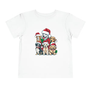 Puppy Christmas in Santa Hats Kids Holiday T Shirt