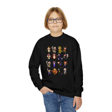 Load image into Gallery viewer, Halloween Characters Youth Crewneck Sweatshirt
