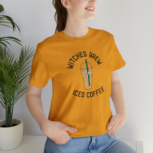 Witches Brew Iced Coffee Unisex Jersey Halloween Pumpkin Face Short Sleeve Tee