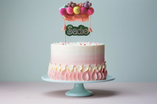 Load image into Gallery viewer, Personalized Barbie Inspired Wool Ball Cake Topper with Fringe
