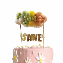 Load image into Gallery viewer, Daisy Felt Ball Personalized Wool Ball Cake Topper with Fringe
