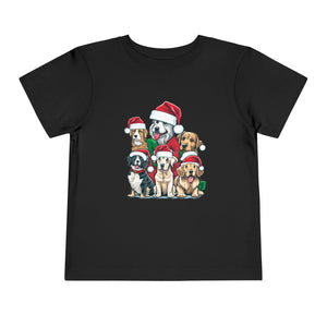 Puppy Christmas in Santa Hats Kids Holiday T Shirt