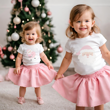 Load image into Gallery viewer, Pink Santa Christmas Kids Holiday T Shirt
