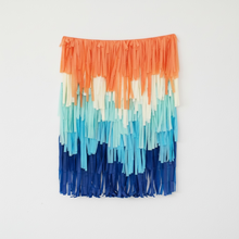 Load image into Gallery viewer, 5 Piece - 5ft wide Tablecloth Fringe Backdrop Colorblock Fringe Tassel "Wall", Flagtape Backdrop, Fringe Backdrop, Birthday, Party Theme,

