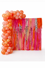 Load image into Gallery viewer, Pink and Orange Fringe Backdrop - Saturday Night Fever - Pink Party, Barbie Birthday Party Decor, 70's Party, Retro Bachelorette Party
