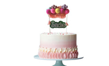 Load image into Gallery viewer, Personalized Barbie Inspired Wool Ball Cake Topper with Fringe
