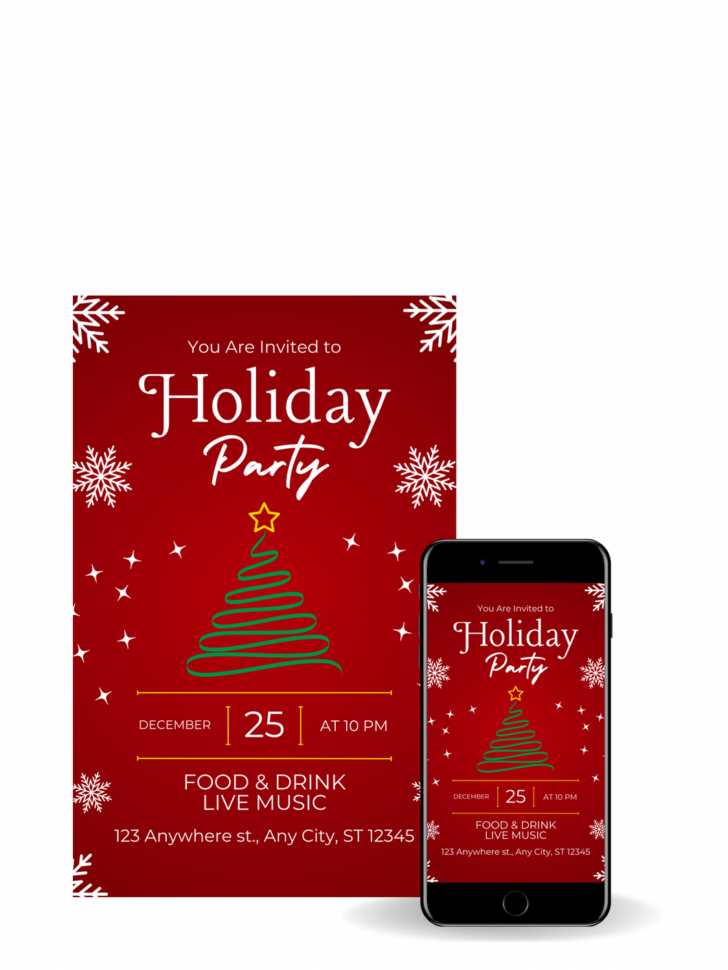 Editable Digital Download: Christmas Party Invitations