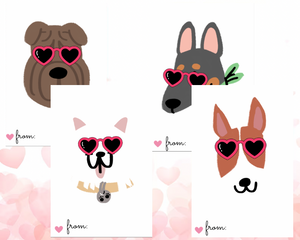 Puppy Valentines Day Cards Instant Download 6 Printable Classroom Valentine's Day Cards for Kids, Instant Download 3 1/2 x 4 1/2in