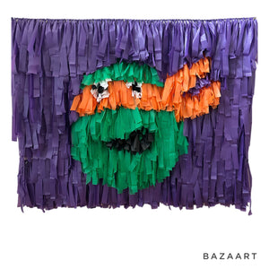 Turtle Party Fringe Wall Art  Fringe Backdrop Wall on Plastic Fencing
