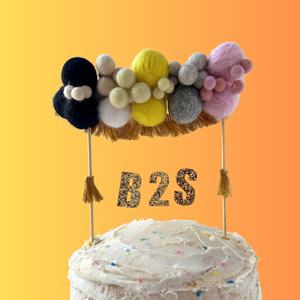 Personalized Barbie Inspired Wool Ball Cake Topper with Fringe
