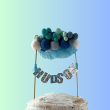 Load image into Gallery viewer, Personalized Barbie Inspired Wool Ball Cake Topper with Fringe

