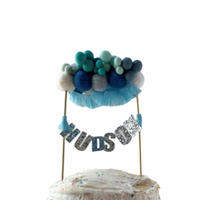 Load image into Gallery viewer, Personalized Wool Ball Cake Topper with Fringe
